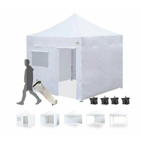 IMPACT CANOPY Market Canopy Kit 10 FT x 10 FT, with Roller Bag, 400D Top White 040120001